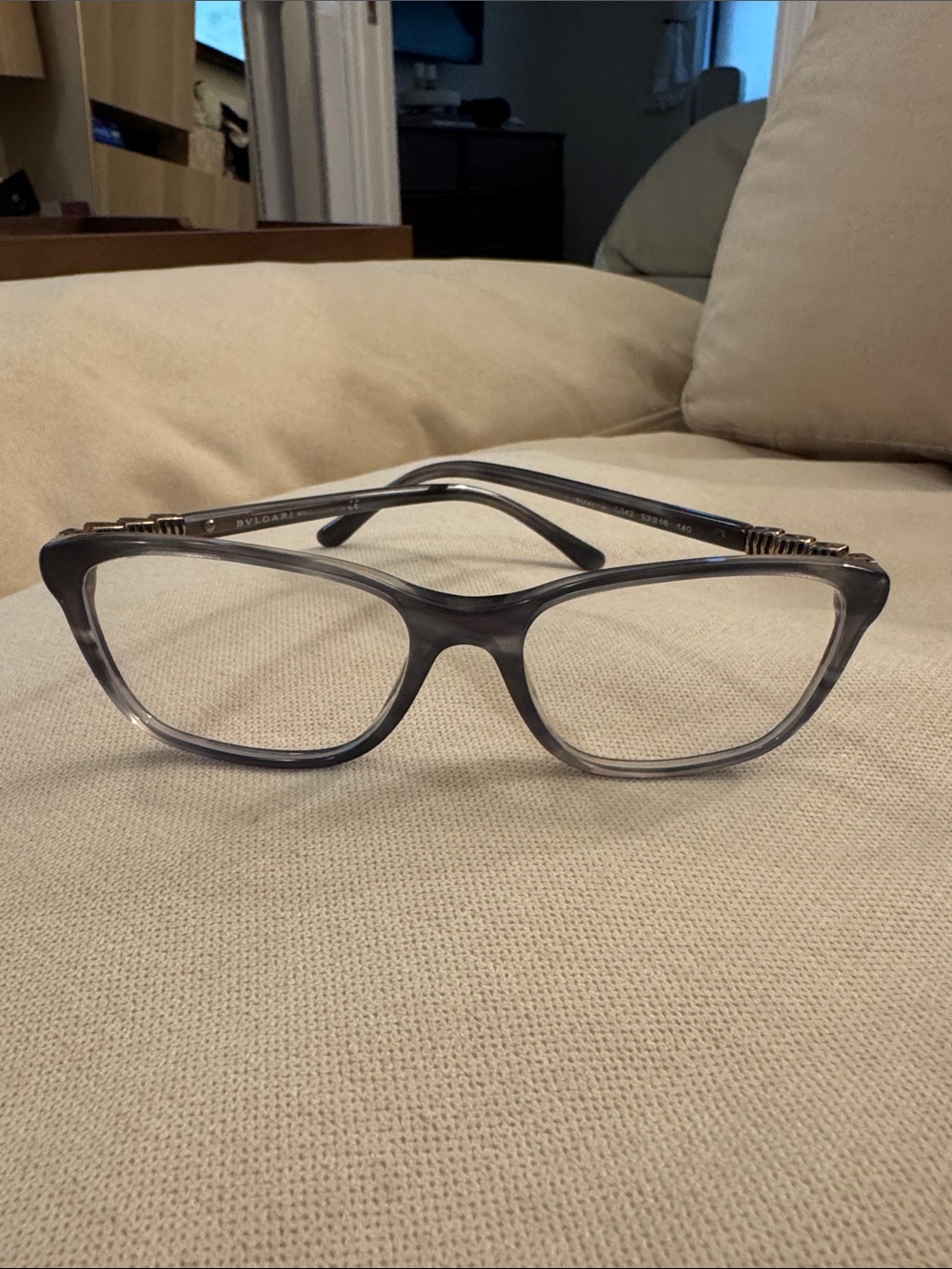 Bulgari Gray Gradient Cat-Eye Optical Glasses